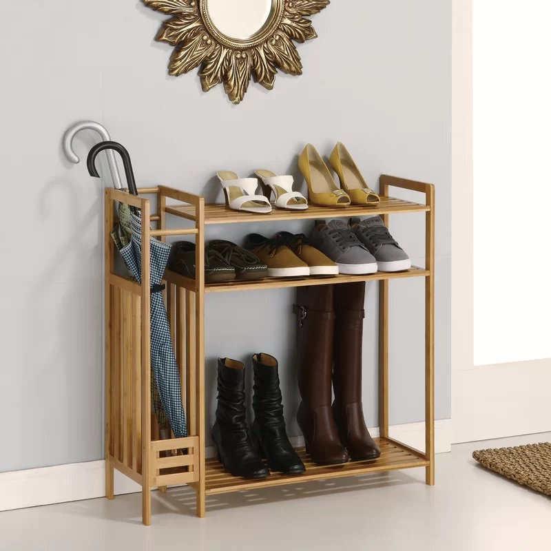 3-Tier 9 Pair Shoe Rack Perfect Solution For Your Entryway or Mud Room to  Store Your Shoes, Boots, Umbrellas, Canes, Purses, and Hats