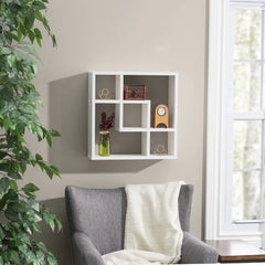 3 Piece Geometric Square Cubby Shelf Great for Framed Photos, Potted Plants Modern Geometric Silhouette