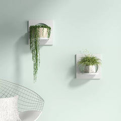 2 Piece Wall Shelf Set Wooden Wall Shelves Circular Cut-Out Back and Spacious Shelves Tabletop Top Décor, Vase, or Foliage