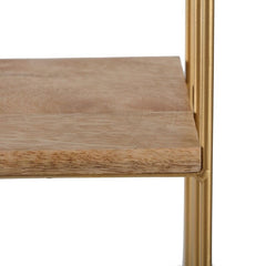 Gold Square Wall Shelf Powder Coated, Gold Brushed Three Tired Iron Framework Staggered Shelving with Balanced Design