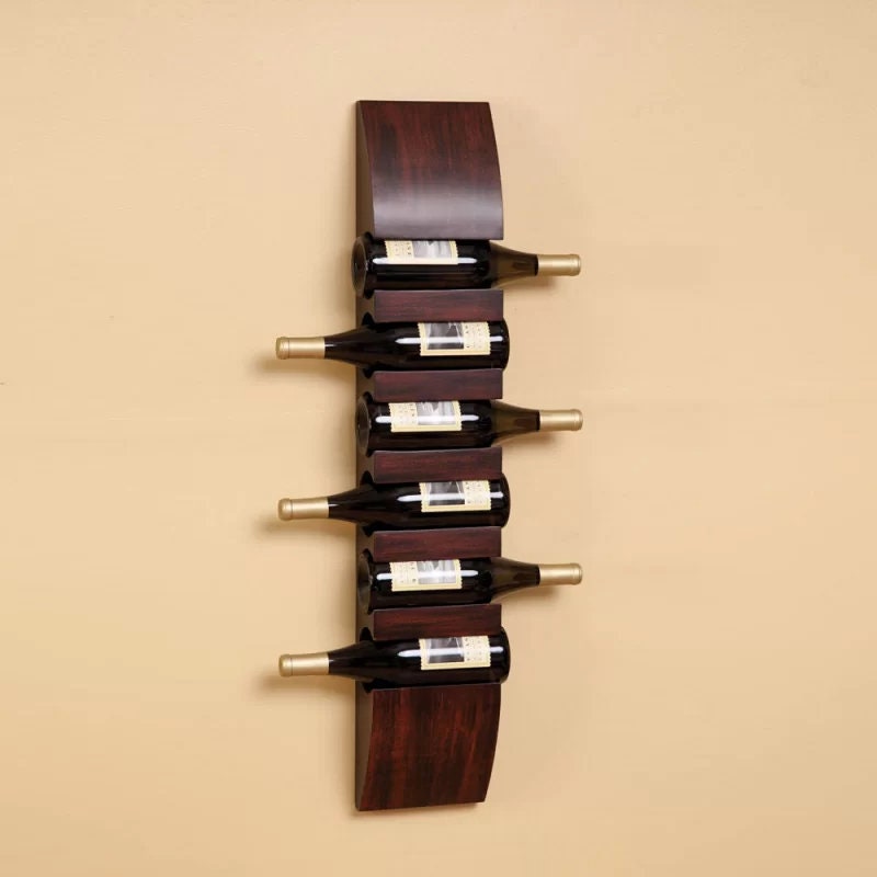 Wall Mounted Wine Bottle Rack in Cherry Wood Vertical Perfect for Holder Bottle