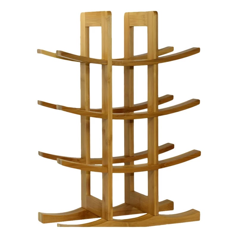 Solid Wood Tabletop Wine Bottle Rack in Natural up to 12 0.75 L Bottles, Always Prepared for Casual Dinners
