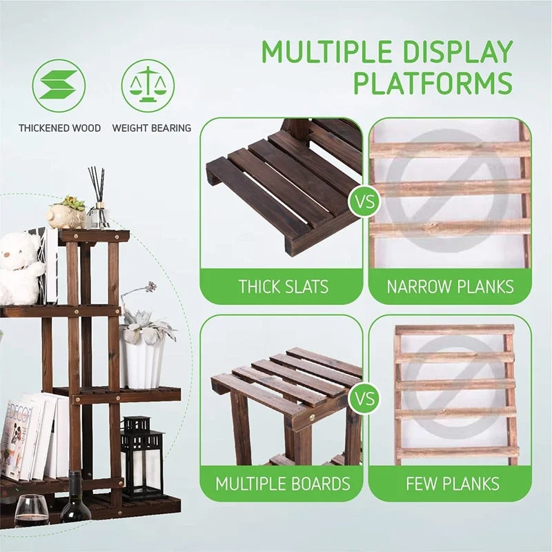 Free Form Multi-Tiered Solid Wood Plant Stand