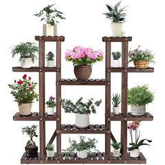 Free Form Multi-Tiered Solid Wood Plant Stand