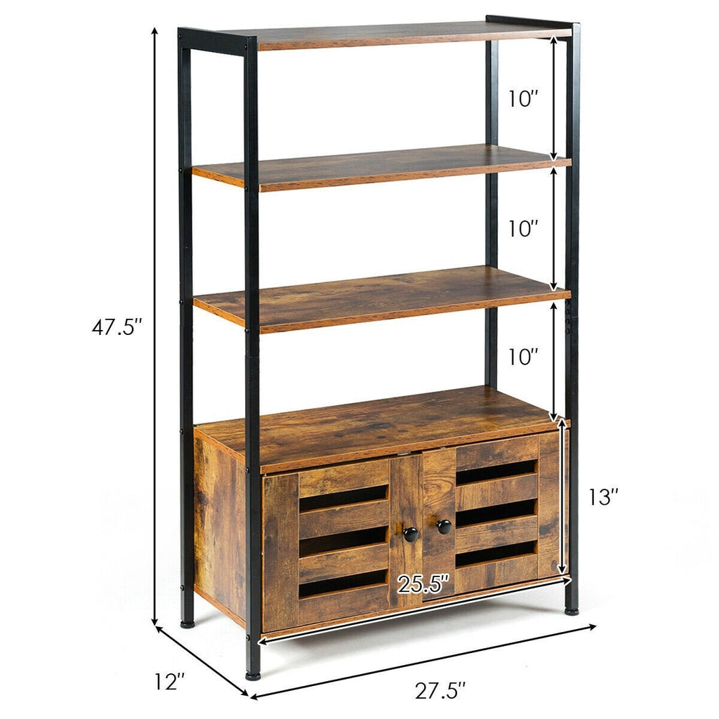 Wooden Storage Shelfing with Industrial Storage Shelf w/2 Shutter Doors