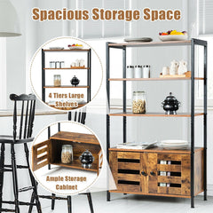 Wooden Storage Shelfing with Industrial Storage Shelf w/2 Shutter Doors