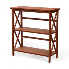 3-Tier Bookshelf Wooden Open Storage Bookcase for Home Office