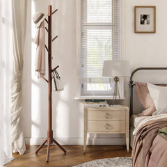 Dark Walnut 8 - Hook Freestanding Coat Rack Giving Your Home a Clean, Fresh Look The Moment you Walk Through The Door
