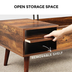 Lift Top Extendable Solid Coffee Table with Storage With Giant Storage your Magazines, Laptops, and Remote Controls Coffee Table