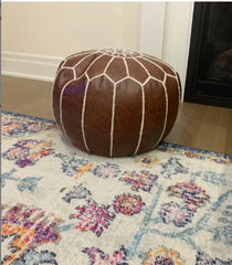 20'' Wide Faux Leather Round Pouf Ottoman Perfect for your Home