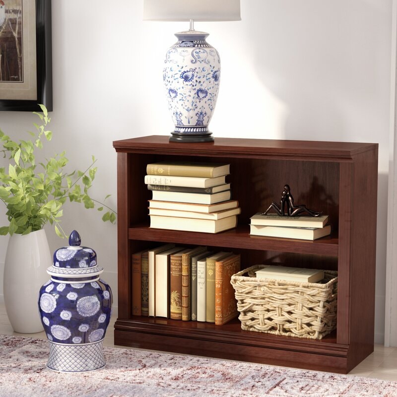 Select Cherry Standard Bookcase Two Open Shelves Provide Space to Display Books, Decorative Displays Fit Any Room, Office, or Living Room