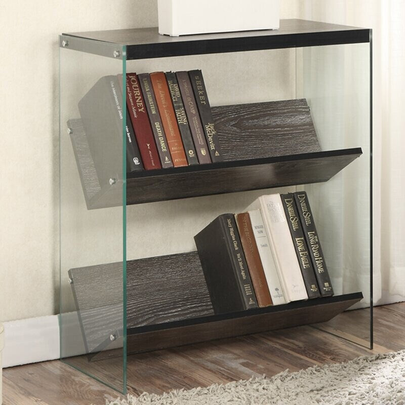 Weathered Gray Glass Standard Bookcase Bookcase Gives you Some Additional Space Perfect for Displaying Two Angled Shelves
