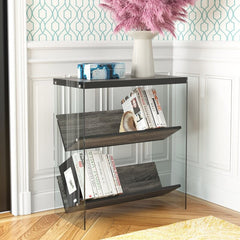 Weathered Gray Glass Standard Bookcase Bookcase Gives you Some Additional Space Perfect for Displaying Two Angled Shelves