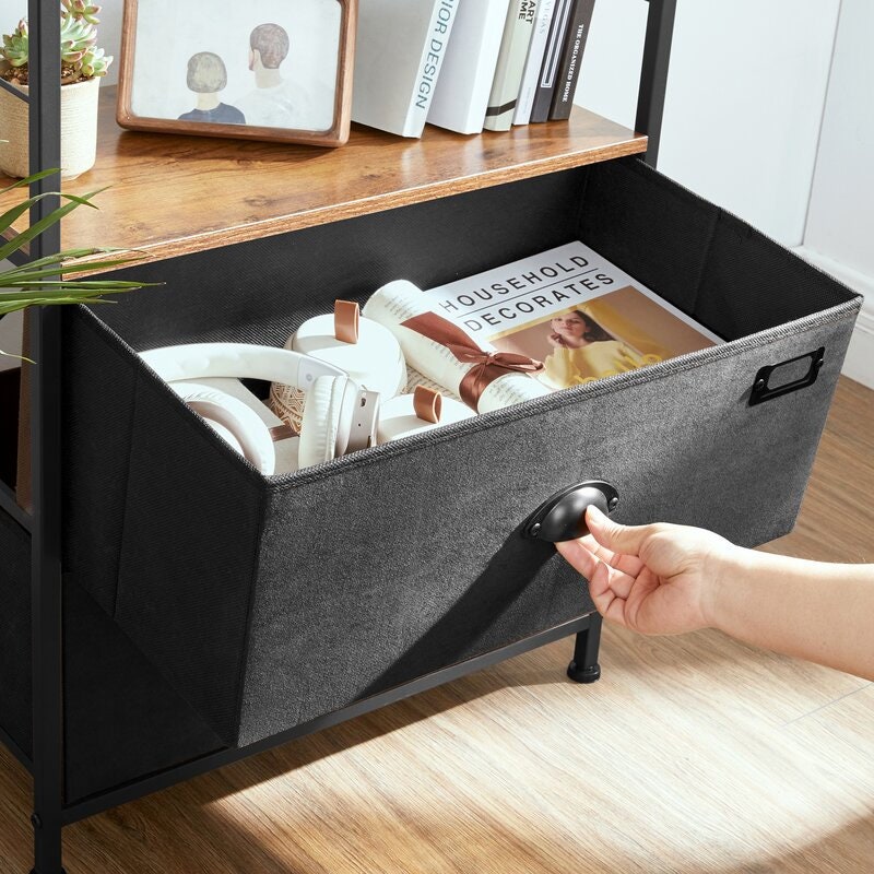 Nightstand Tabletop Open Shelf Fabric Drawers Perfect Organize Clothing in Drawers Non-Woven Fabric Oxford, Cup Pulls