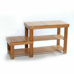 Florio Wood Shelves Storage Bench