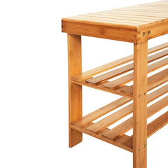 Florio Wood Shelves Storage Bench