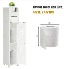Small Bathroom Storage Corner Floor Cabinet Tissue Corner Stand Cabinet Storage Space with 1 Top Tissue Compartment, 2 Bottom Shelves