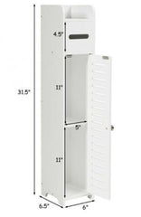Small Bathroom Storage Corner Floor Cabinet Tissue Corner Stand Cabinet Storage Space with 1 Top Tissue Compartment, 2 Bottom Shelves