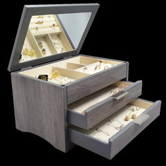 Wooden Jewelry Box Organizer With pullout drawers , for necklace rings and watches