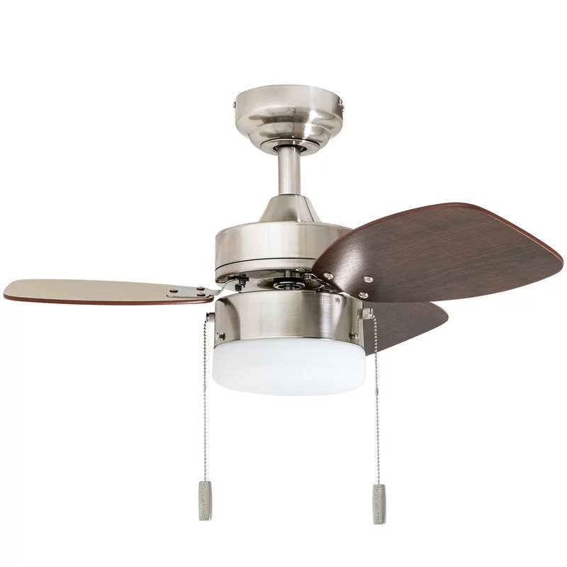 30'' Charlack 3 - Blade LED Standard Ceiling Fan with Pull Chain and Light Kit Included