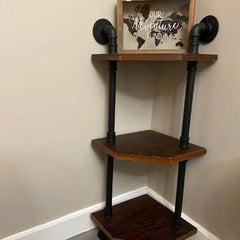 3 Shelves Bookcase With Multi Tiers of Open Storage 3-Tier Vintage Rustic Pipe Shelving is Suitable For The Bathroom, Closet, Home Office