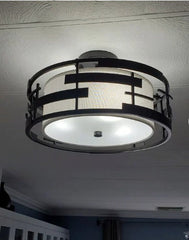 3-Light 16'' Unique Statement Drum Semi Flush Mount Home Decor. Make a Statement in The Hallway or Kitchen, Dining, Bath, Hallway