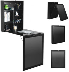 Convertible Wall Mounted Table with A Chalkboard Wall Mounted and Foldable Design Space-Saving Multifunctional Use and Large Storage Space