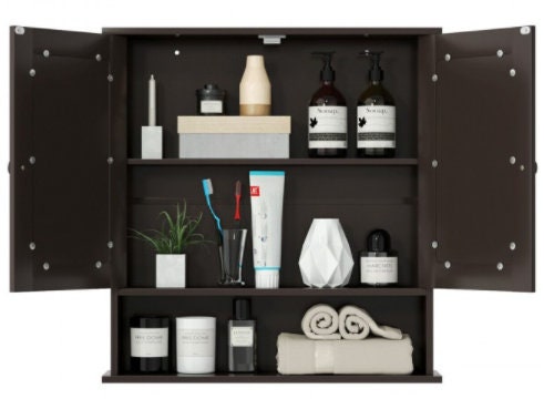 Bathroom Wall Mount Mirror Cabinet Organizer Wall Cabinet Acts as a Brilliant Space Saver For Your Living Room, Bathroom and More.