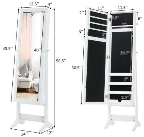 Jewelry Mirrored Cabinet Armoire Organizer Storage Jewelry Box with Stand  Save Your Favorite Accessories Safely
