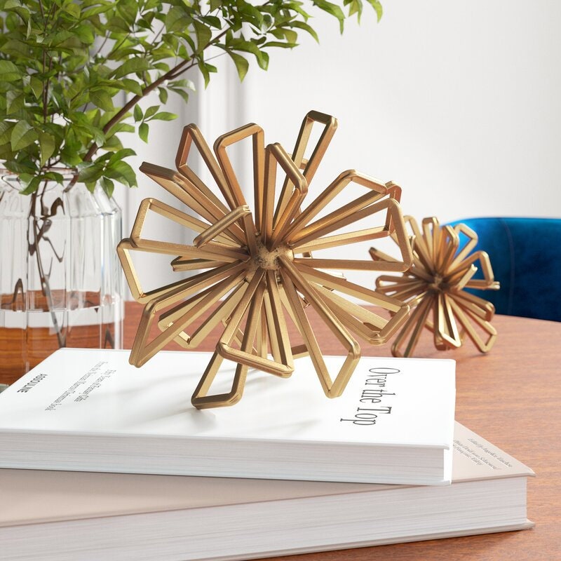 2 Piece Starburst Sculpture Set Great decor for Coffee Tables, Consoles, Mantels, and Shelves or Even an Office Paperweight