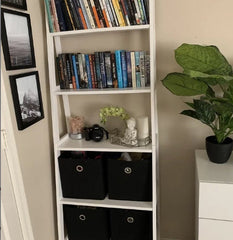 Solid Wood Ladder Bookcase Makes Stylish Home for Your Books and Can Also Be Used to Display Framed Photos and Favorite Potted Plants