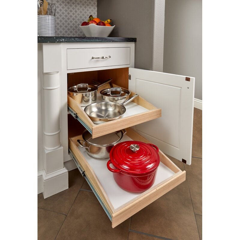 Slide-A-Shelf Made-To-Fit Standard Slide-Out Shelf, Full Extension, Choice of Custom Size and Solid Wood Front Pull Out Drawer