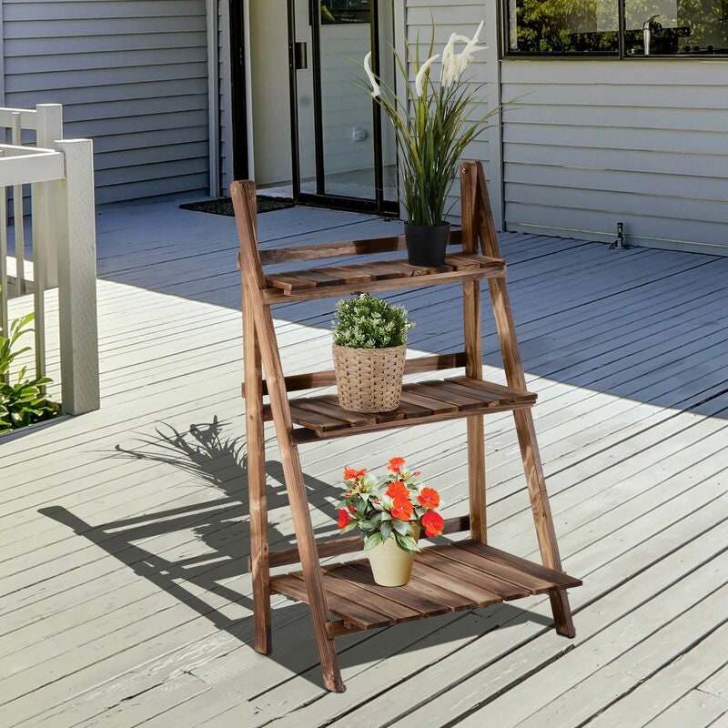 37" H x 24" L x 14" D Rectangular Multi-Tiered Solid Wood Plant Stand  Perfect for Gardens, Decks, Patios, and Greenhouses