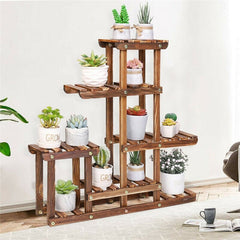 Wooden Tabletop Plant Stand Works for Indoor Living Room or Outdoor Garden Balcony. Multi-Layer Space for Your Favorite Plants