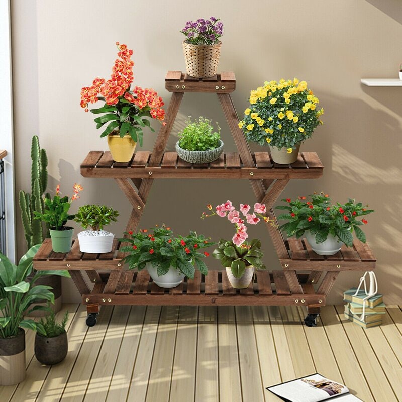 Wooden Plant Stand Multi-Functional Storage Rack and Put it Anywhere in Your Home Natural Plant Shelf
