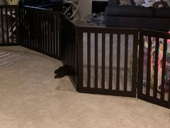 Wooden Free Standing Pet Gate Duel-Sided Folding System, U/Z Shape with Two Support Legs Rubber Pads Preventing Scratch