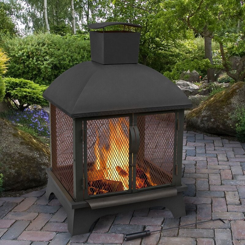 Steel Wood Burning Outdoor Fireplace
