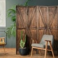 Wooden 4 Panels Folding Wooden Room Divider