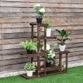 6-Tier Garden Wooden Plant Flower Stand Shelf for Multiple Plants Indoor or Outdoor