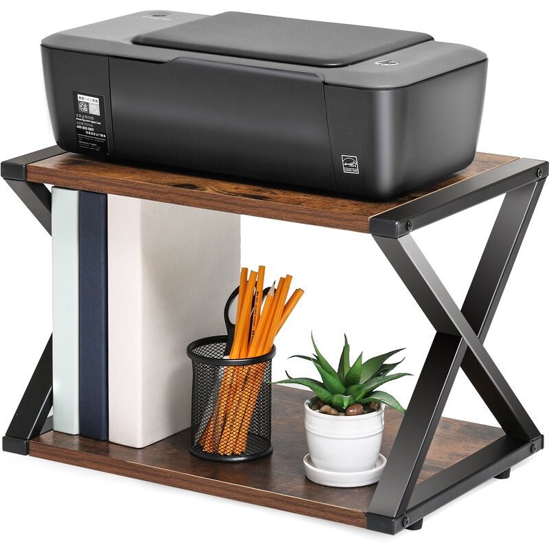 Desk Organizer Multifunction Double Tiers, Double Storage Space for a Printer, Fax Machine, Scanner, Paper, Files, Books, Staplers
