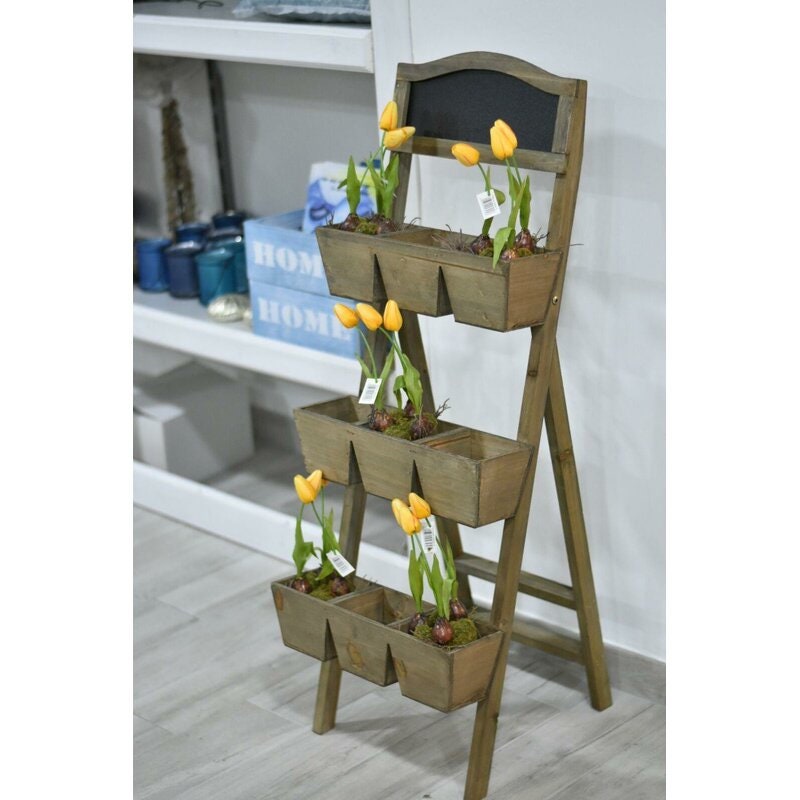 Wood Vertical Garden Three Shelves Display Your Potted Plants Wooden Plant Stand is Perfect for Outdoor