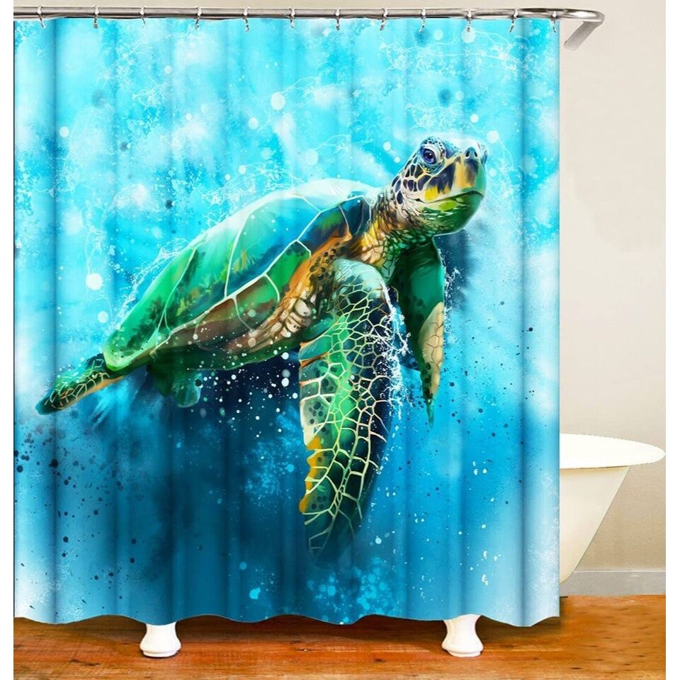 Ocean Sea Turtle Shower Curtain for Bathroom, 3D Beach Fabric Shower C <div  class=aod_buynow></div>– Inhomelivings