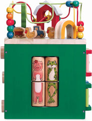Wooden Activity Cube Discover Farm Animals Activity Center for Kids Early Learning Improves Hand-Eye Coordination, Imaginative Play