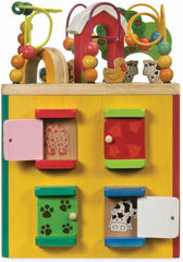 Wooden Activity Cube Discover Farm Animals Activity Center for Kids Early Learning Improves Hand-Eye Coordination, Imaginative Play