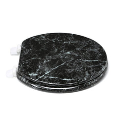Marbleized Molded Wood Round Toilet Seat fit Any Bathroom Water and Stain Resistant Non-Slip Bumpers Toilet Seat is Non-Toxic