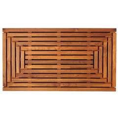 Rectangle Teak & Wood Non-Slip Shower Mat Perfect For Any Space Outside Your Sauna, Pool, Spa, Shower, Bathroom, Deck, Boat or RV