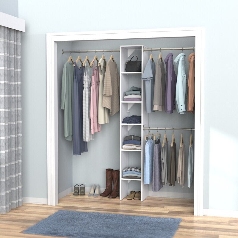 Suite  Symphony Closet System Starter Kit Beautiful Closet System in Your Home Shelf Space, Hanging Space