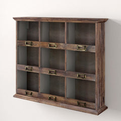Wooden Wall Shelf Crafted of Solid Wood, 9 Individual Slots Perfect for Storage and Display