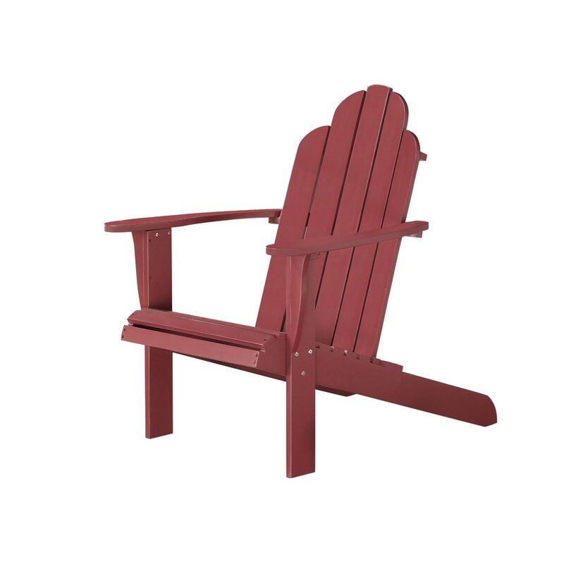 Red Selkirk Solid Wood Adirondack Chair Slightly Rounded Backrest For Optimal Comfort