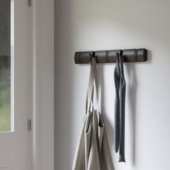 Flip Hooks with Solid Wood 5 Hook Wall Mounted Coat Rack Hanging Space Perfect Spot To Hang Coats